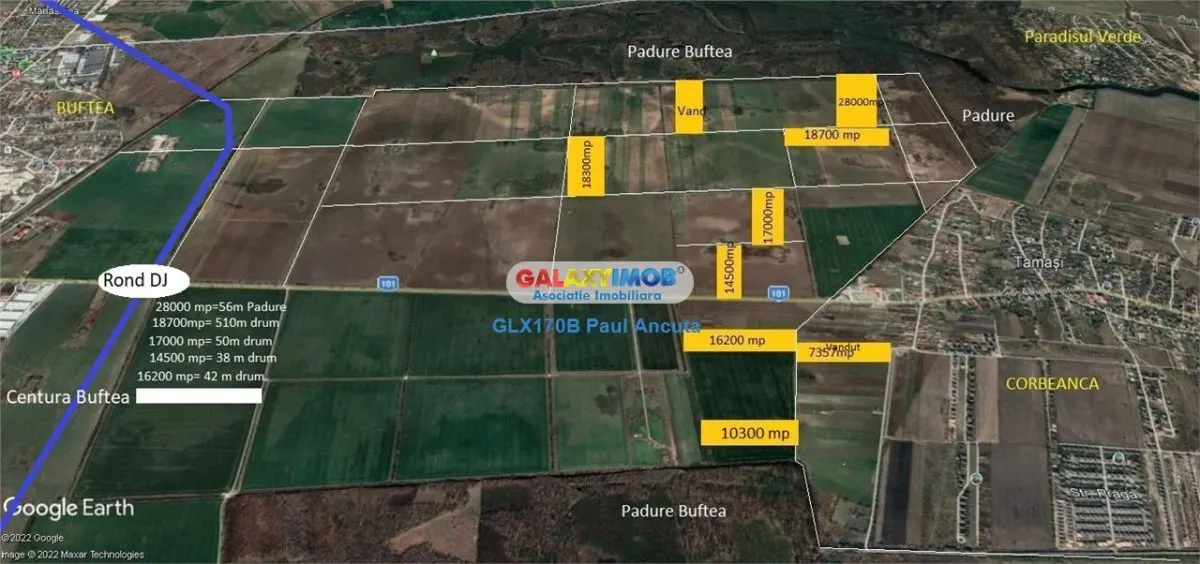 Teren Buftea 16200 mp Padure cu curent,apa,canal - foto 1