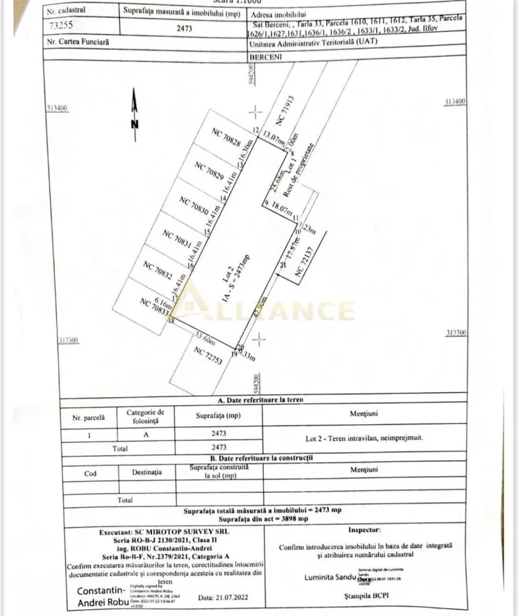 Teren 2473 mp Berceni | Autorizatie 9 case | Investitie excelenta - foto 1