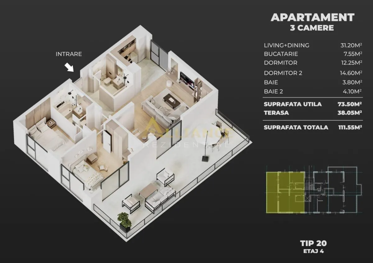 Proiect Nou- Apartament 2 Camere - foto 8