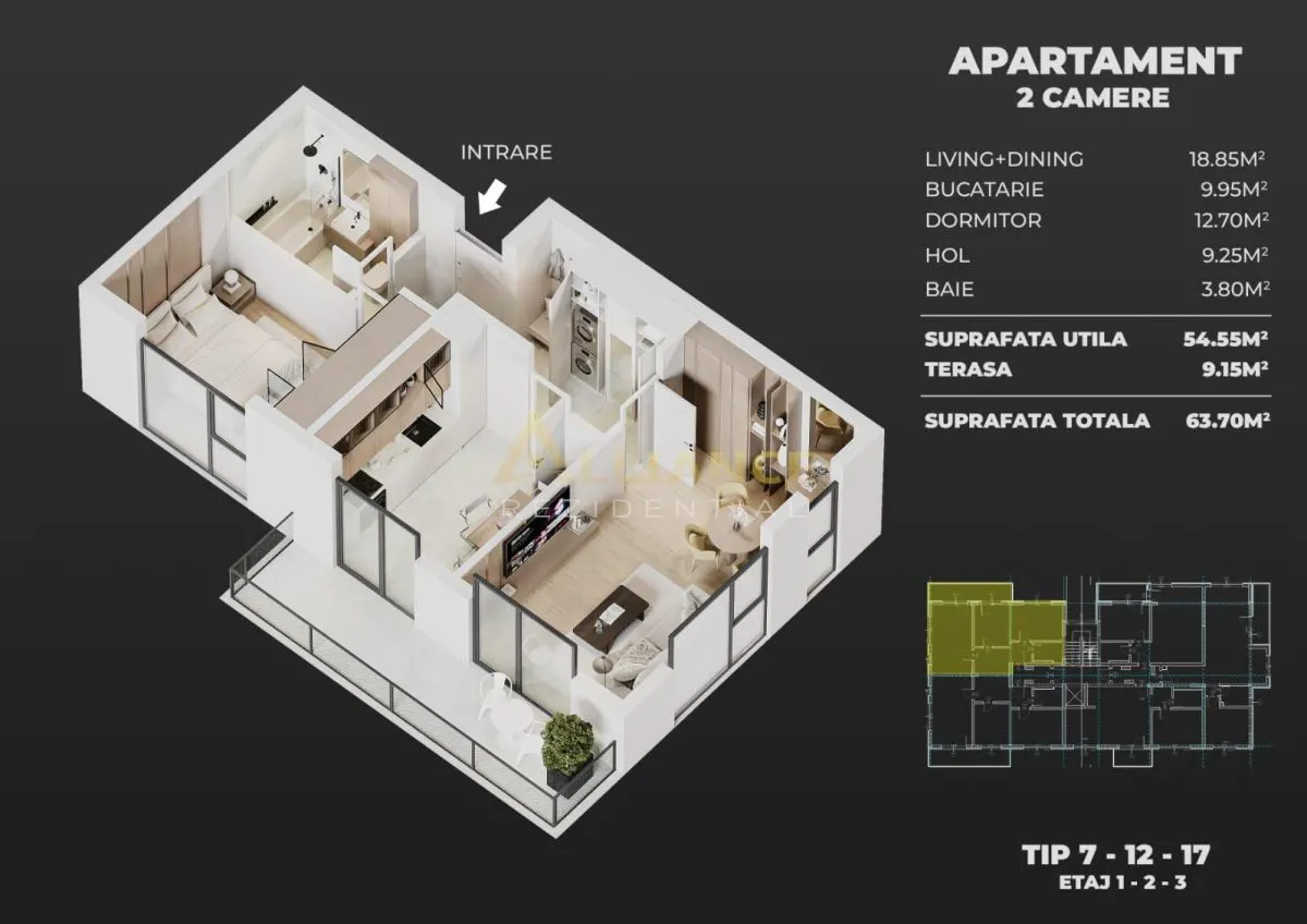 Apartament 2 camere 64 mp, etaj 1, incalzire in pardoseala, zona Berceni - foto 5