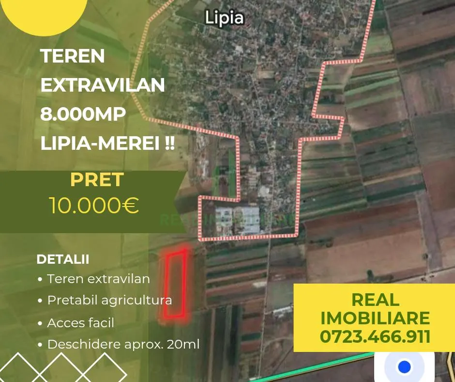 Teren 8.000mp extravilan Lipia - Merei ! - foto 1