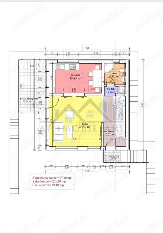 C.A.Rosetti  teren 451mp cu Autorizatie De Constructie pentru vila D+P+E 210mp - foto 7