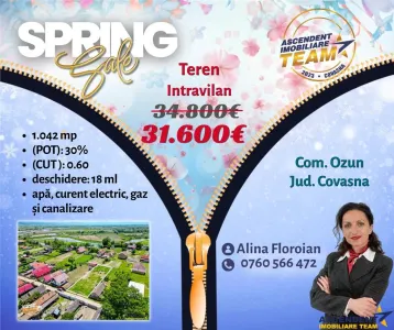 Oportunitate pe 1.100 mp intravilan, pregatit,Ozun,10 min de Sfantu Gheorghe,Covasna - Sfantu Gheorghe