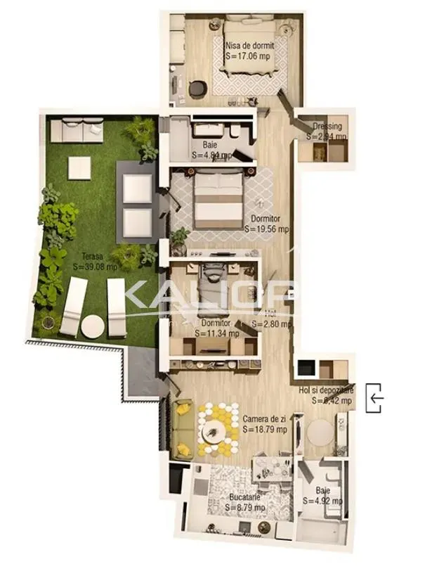 Apartament  PREMIUM I 4 camere I 98 mp I terasa 39 mp  I  zona Parcului Central - foto 1