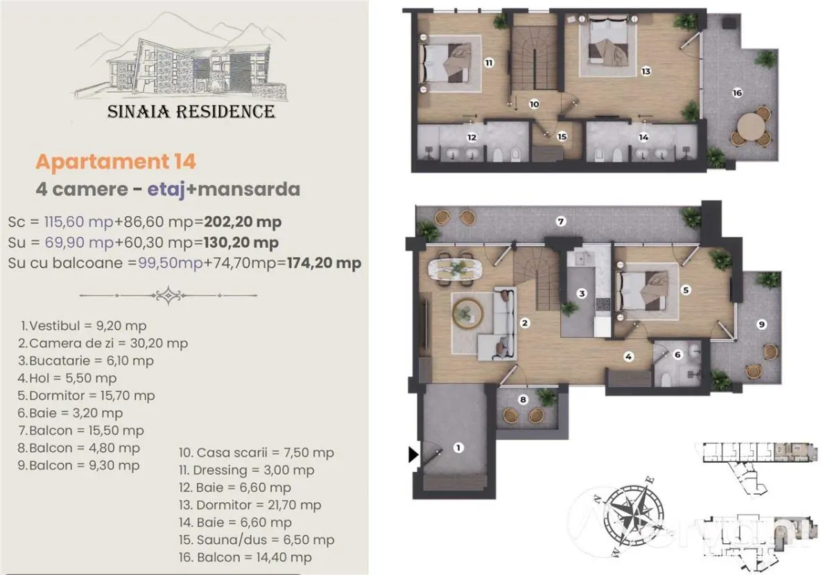 Apartament de Lux cu 4 camere de vanzare in Sinaia, Ap 14 - foto 1
