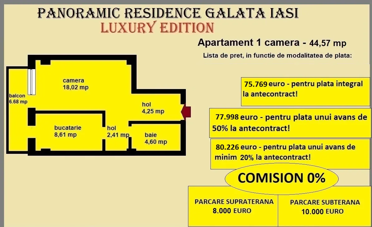 Apartament 1 camera de vanzare in Iasi, Galata, 44,57 mp, bloc nou - foto 2