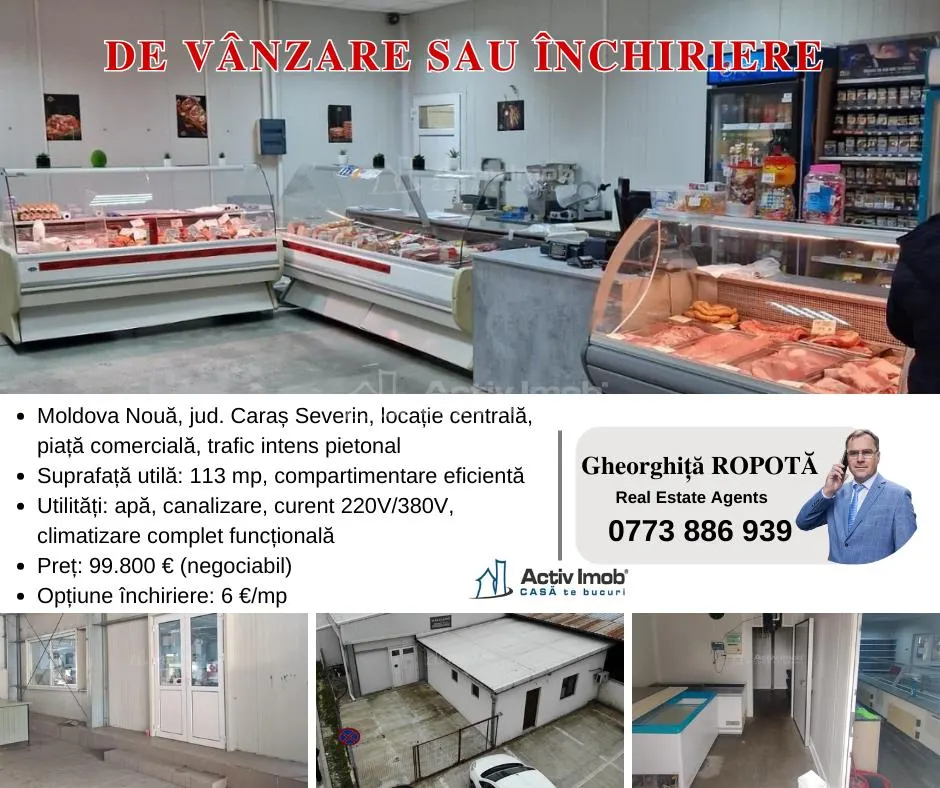 Moldova Noua, Spatiu Comercial - Macelarie, Utilata, Vanzare sau Inchiriere - foto 1