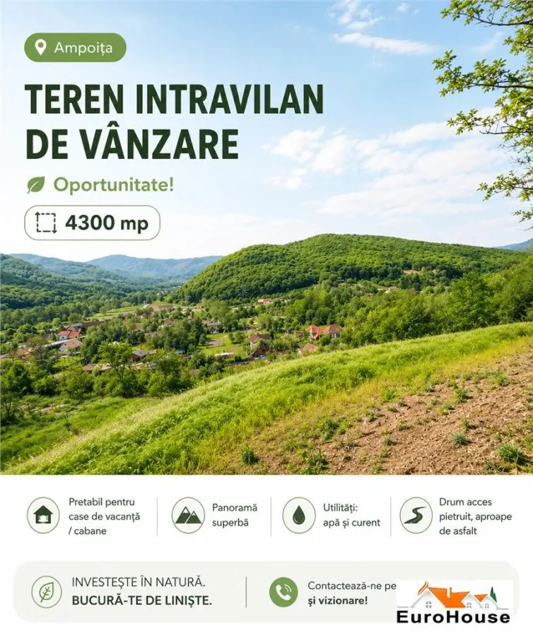 Teren Intravilan De Vanzare , Ampoita Pretabil Cabane/Case De Vacanta - foto 1