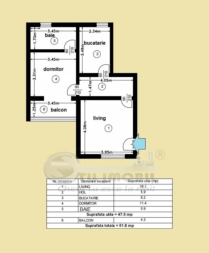 Apartament 2 Camere Open Space â€“ Etaj 1, cu Parcare â€“ Valea Lupului, Iași - foto 15