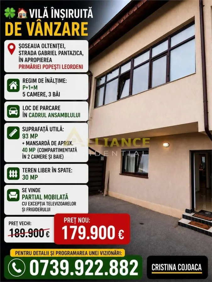 Vila insiruita P+1+M 5 camere 3 bai Primarie Popesti Leordeni - foto 1