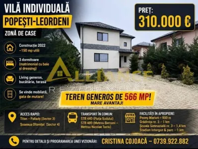 Vila Individuala 566 mp Popesti Mobilata si Utilata - Popesti-Leordeni
