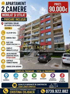Cartierul Solar Apartament 2 camere Mobilat si Utilat + Parcare Inclusa - Bucuresti