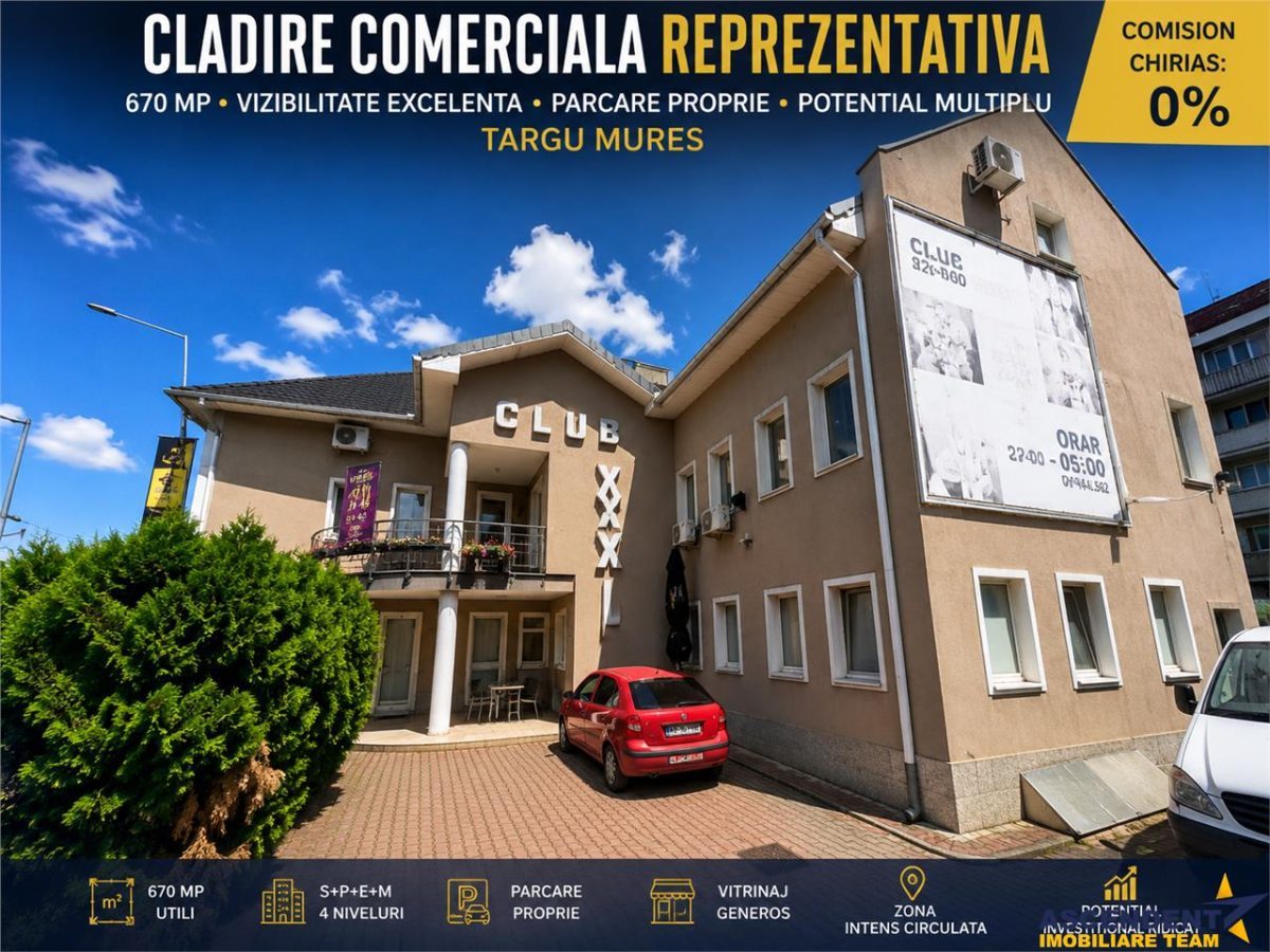 Cladire comerciala reprezentativa, 670 mp, vizibilitate, parcare proprie, vitrinaj stradal si potential multiplu, Targu Mures - Targu Mures